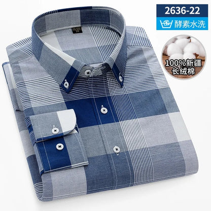 Men's long sleeve shirt pure cotton breathable comfortable business casual slim top shirt trend spring and summer formal wear