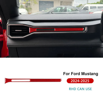 Real Soft Carbon Fiber Sticker For Ford Mustang GT Dark Horse EcoBoost 2024 2025 2026 LHD RHD Car Center Console AC Outlet Trim