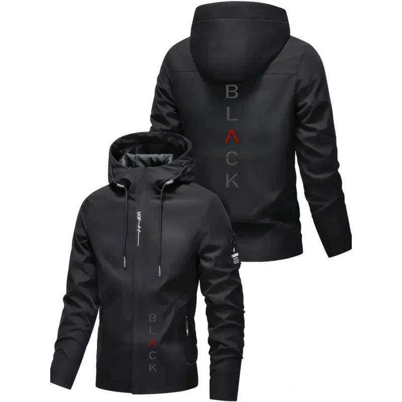 Men'S All-Season Heavy-Duty Motorcycle Jacket - Full-Zip Windproof Hooded Jacket，Commuting, Travel, Outdoor Activities