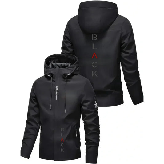 Men'S All-Season Heavy-Duty Motorcycle Jacket - Full-Zip Windproof Hooded Jacket，Commuting, Travel, Outdoor Activities