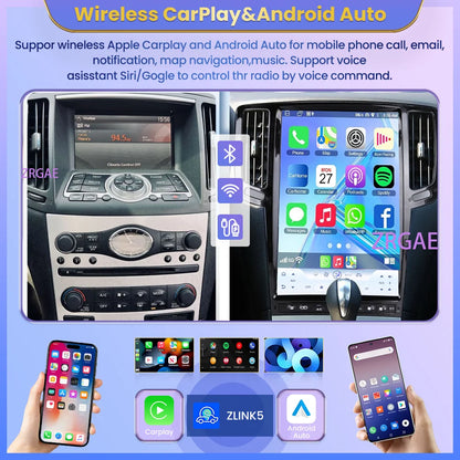 14.5” Android15 For Infiniti G4 G25 G35 G37 2006-2013 Tesla Style GPS Navigation Car Multimedia Video Player Carplay Auto BT 4G