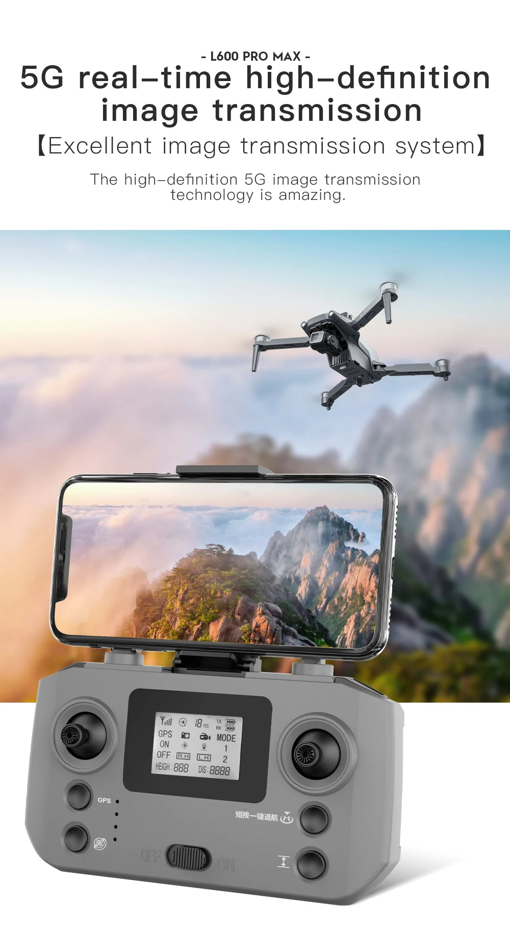 L600 PRO / PRO MAX GPS Drone Professional 4K 3-Axis PTZ HD Dual Camera Obstacle Avoidance Brushless Motor 5G WIFI Security Dron