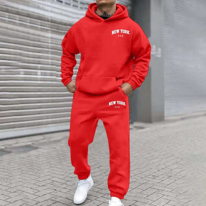 Amazon Cross-Border Hot Selling New Arrival Men's and Women's Streetwear Trendy Fleece Hooded Print Sweatshirt Set Bestseller