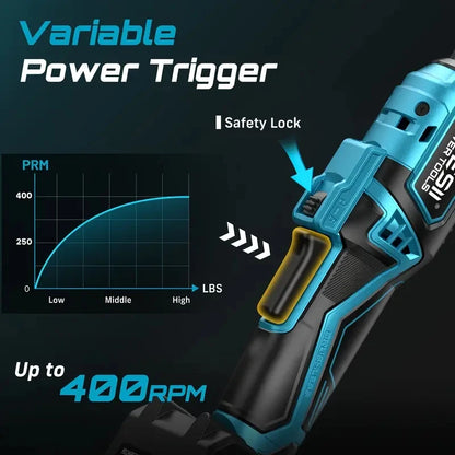 Seesii 21V 6.3'' Extended Electric Ratchet Wrench 3/8"80Nm Cordless Electric Wrench Rechargeable Angle Wrench Car Handheld tools
