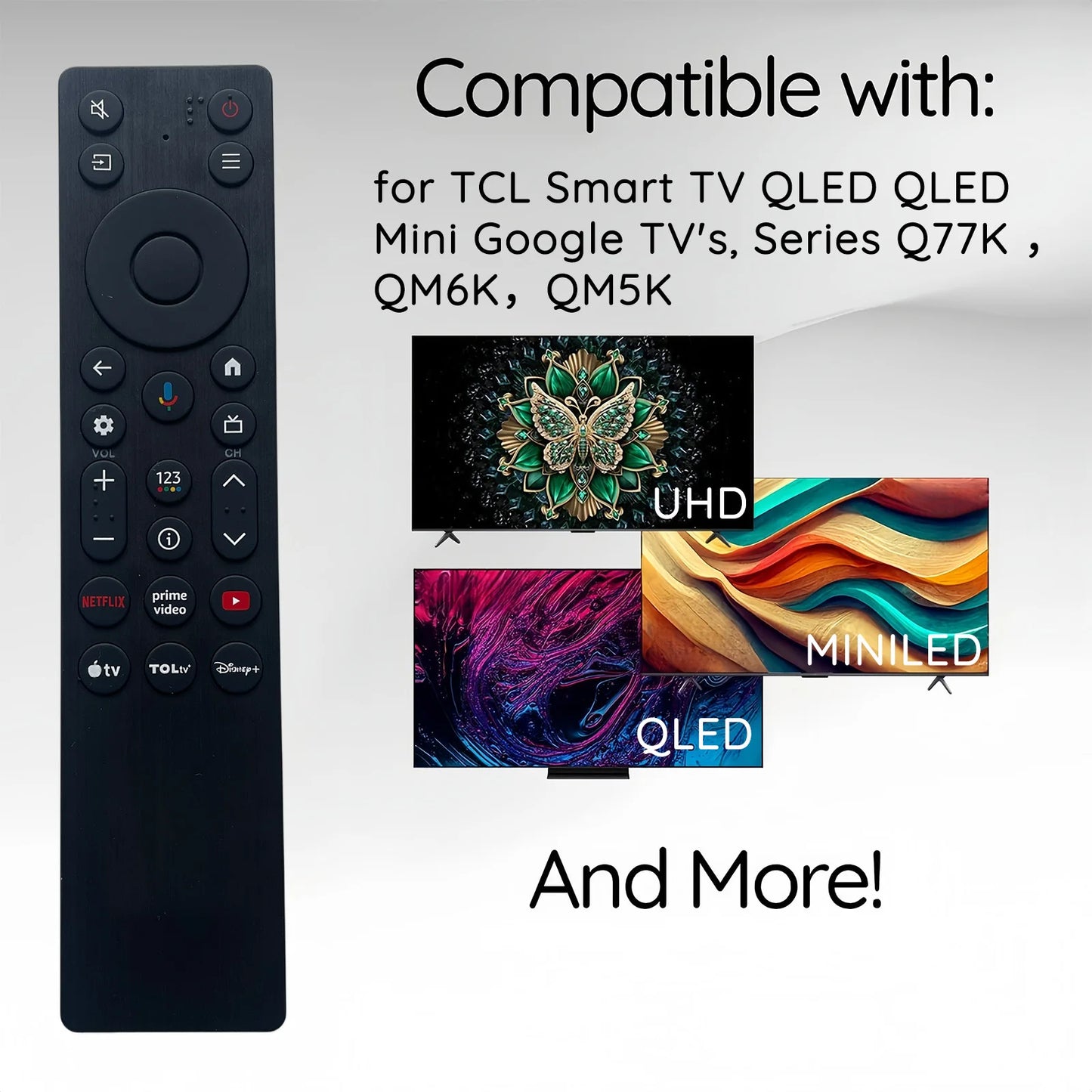 RC923A FMB1 Voice Remote Control Replacement Compatible for TCL Smart TV QLED QLED Mini Google TV's, Series Q77K ， QM6K，QM5K