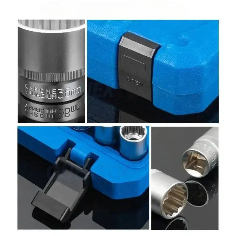 21 Pcs 1/2 Hexagon Torx Sockets Set Ratchet Wrench Tool 8-36mm Specification Socket Head Set Auto Repair Equipment