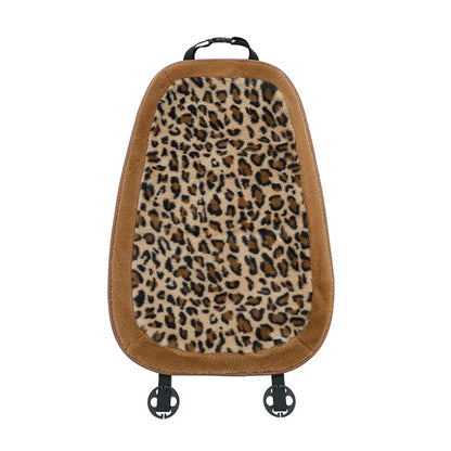 Fashion Leopard Print Car Seat Cover Soft Plush Leopard Steering Wheel Cover Winter Women Auto Interior Accessories Seat Pad