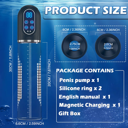 Electric Penis Pump IPX7 Waterproof Suction Penis Extender Dick Enlarger Vacuum Penis Enlargement Masturbator Sex Toys for Men