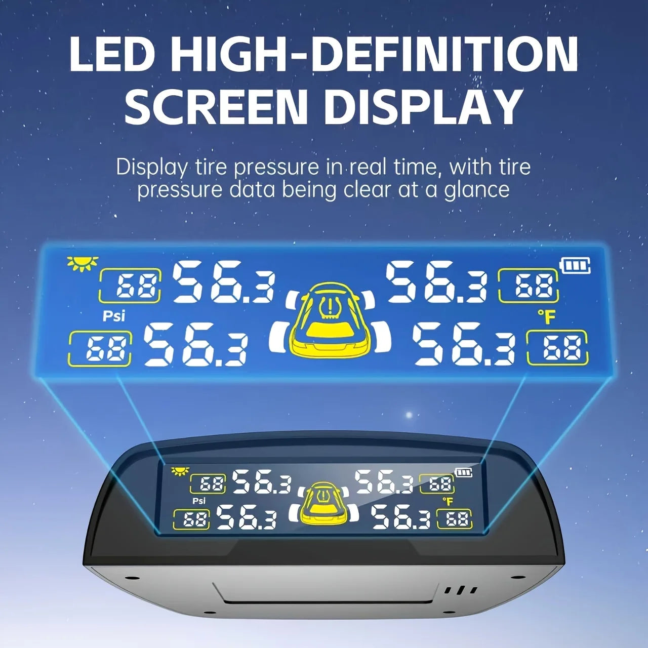 YNF Tire Pressure Monitoring System with Solar Charge, +number plate TPMS with 4 Sensors，3-Digit Display for More Precise Tire P
