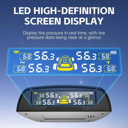YNF Tire Pressure Monitoring System with Solar Charge, +number plate TPMS with 4 Sensors，3-Digit Display for More Precise Tire P