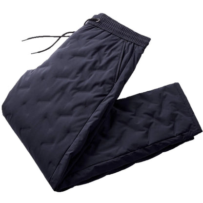 Padded Pants Men Down Pants Winter Clothes  Down Loose Fit Winter Outerwear Casual Trousers Mid Waist Long Pants Elastic Waist