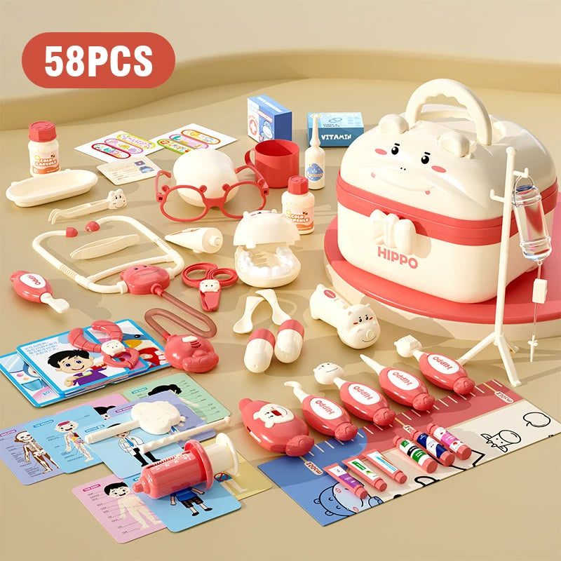 Child Doctor Kit Dentist Doctor Pretend Play Set with Storage Box Children Hospital Play Nurse Game Toys for Girls Gift for Kids