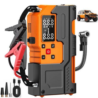 Portable Car Jump Starter Power Bank for Emergency Vehicle Starting Charging and Inflating Air Compressor Pump for iPhone