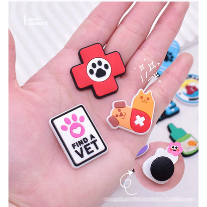 Pet hospital veterinarian Love dogs Shoes Charms DIY PVC Shoe bag Accessories Forenthusiasts Wristband Kids Party X-mas Gifts