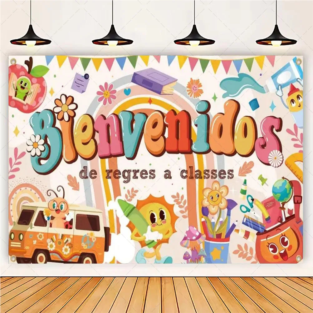 Welcome Back To The School Blackboard, Pencil Banner Backdrop, Holiday Education Theme Decoration, Photography Background Cloth