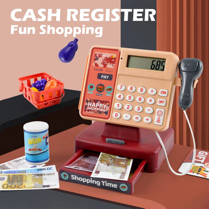 Supermarket Cash Register Game Pretend Play Toy Electric Puzzle Play Toy House Miniature Food Calculation Girl Toy Kids Gift