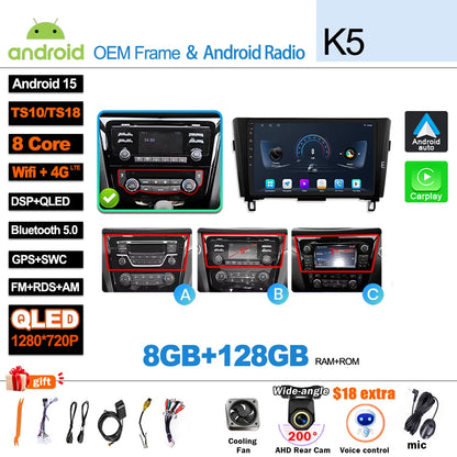 Car Radio For Nissan X-Trail Qashqai 2 J1T32 Qashqai J10 J11 2014 2015 2016 2017 2018 2019  Wireless WIFI GPS Carplay Auto DVD