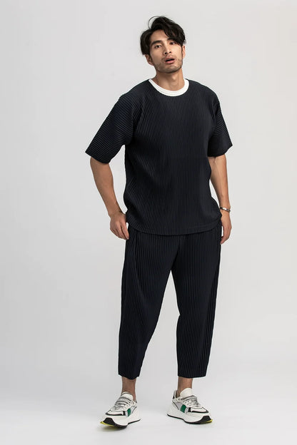 Miyake Pleated Pants Solid Tapered Pants Pencil Pants Four-season Casual Bottoms Japenese Streetwear Miyake Men
