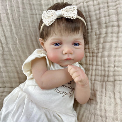 BZDOLL Lifelike 48CM Reborn Baby Doll Vinyl Limbs Cloth Body Baby Doll Kid Fashion Birthday Gift Play House Bedtime Toy For Girl