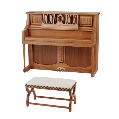 1/6 Doll House Model Furniture Accessories Solid Wood Upright Piano and Bench Set Bjd Ob11 Blyth Soldier Lol Miniatures Decor