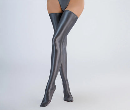 New Glossy Shiny Long Sleeve Swimsuit Zipper Crotch Bodysuit Tights Body Teddies Sukumizu High Elastic Leotard Unitard Tshirt