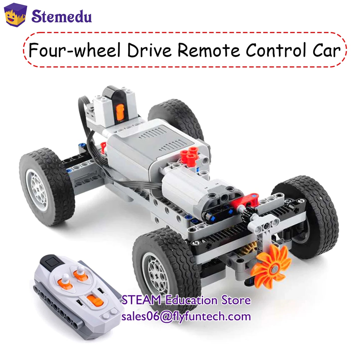 Four-wheel Drive Remote Control Car Motor Power 4WD RC Car Kit 32019 86652 Wheel Building Blocks Compatible with Legoeds RC Car