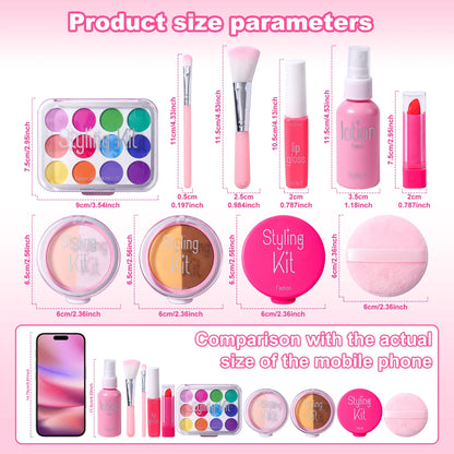 AIUAZA Children's Home Makeup Toy Set of 10, Liquid Free and Powder Free, Girl Makeup Toy, Christmas and Halloween Gift