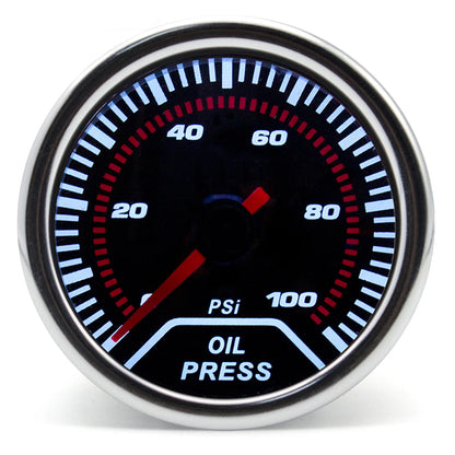 52mm Racing Gauge 12V LED Smoke Len -1~0~2 BAR Turbo Boost Water Temperature Oil Pressure Voltmeter Air Fuel Ratio Meter For 12V