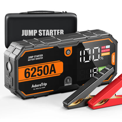 Car 6250A Portable 12V  Jump Starter Power Bank 12V Auto Battery Charger Booster Starting Device For 10.0L GAS/6.5L DIESEL