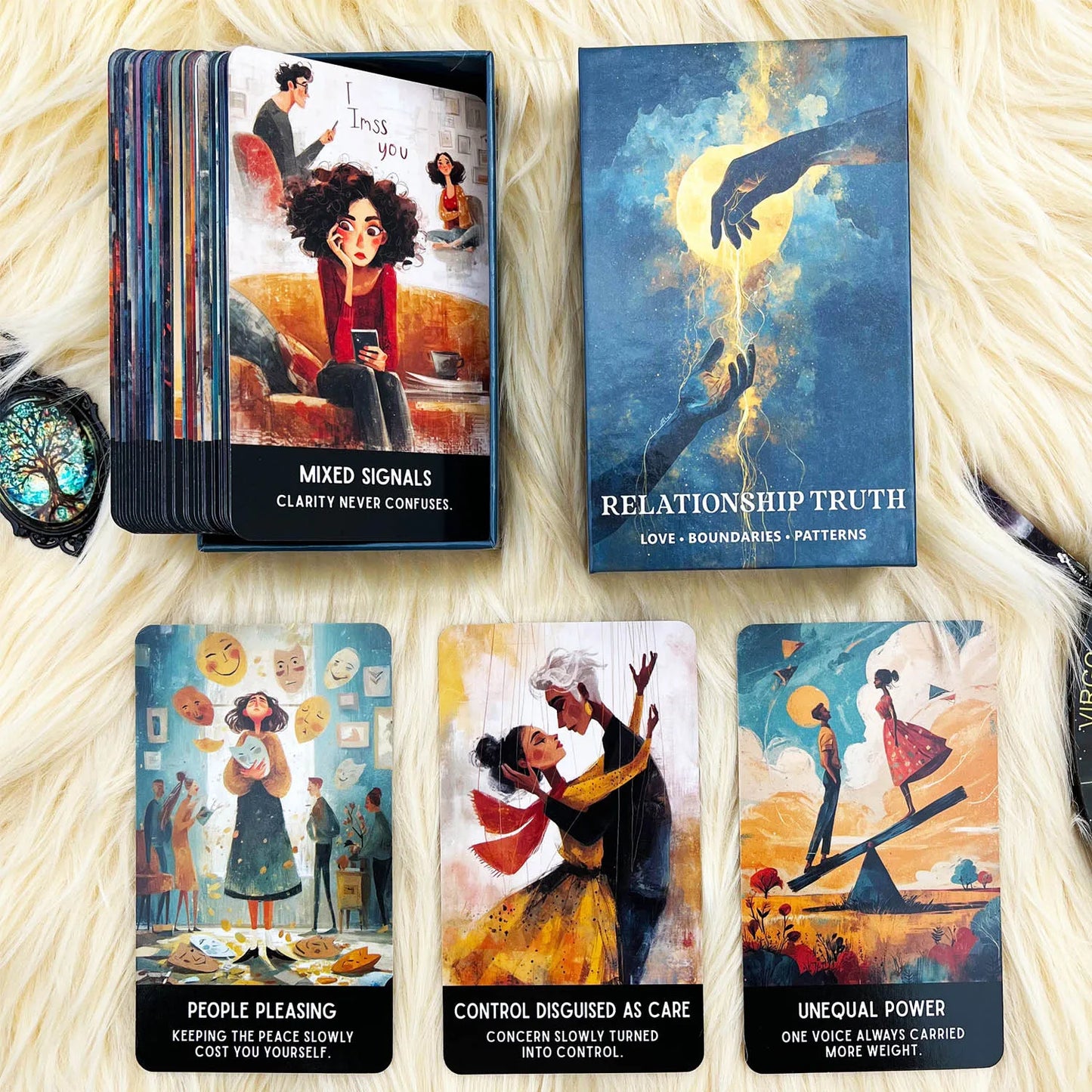 54 Relationship Truth Oracle Cards, 13x8 Cm, Reveals Communication Patterns, Card Game for Personal Growth, Insightful Deck