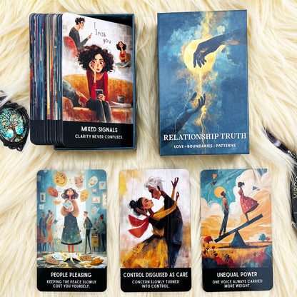 54 Relationship Truth Oracle Cards, 13x8 Cm, Reveals Communication Patterns, Card Game for Personal Growth, Insightful Deck