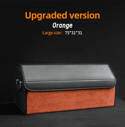 Car Suede Trunk Organizer Large Capacity Leather Foldable Storage Box Portable Multifunctional Tool Organizer Car Accessories