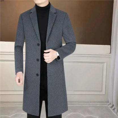 Autumn Winter 2025 New Men's Woolen Coat Double-Faced High-End Mid-Length Men's Outerwear Fashionable Modern Style Windbreaker