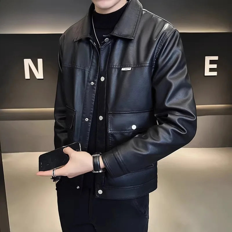 TUCANO Men's Genuine Leather Jacket 2026 Autumn Winter Warm Sheepskin Slim Fit Biker Style Stand Collar Coat Outerwear
