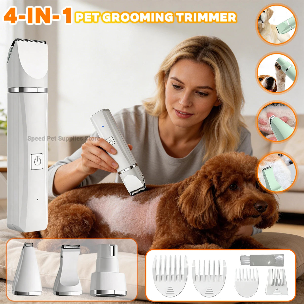 New 4-in-1 Electric Pet Multi functional Beauty Tool Set Dog Hair Clipper Rechargeable Pet Hair Clipper Shaver Cat Supplies