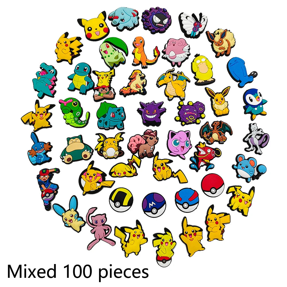 47/27/20Pcs Random Pokémon Series Shoe Charms For Slides Sandals,PVC Shoe Decorations Accessories For Christmas Birthday Gift