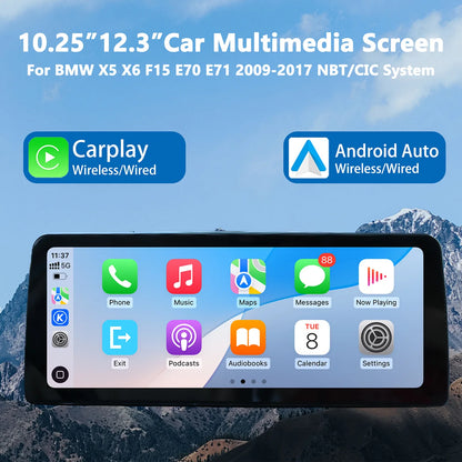Wireless CarPlay Android Auto Display Multimedia Player For BMW X5 X6 F15 E70 E71 2009-2017 NBT CIC GPS Touch Screen 1920*720