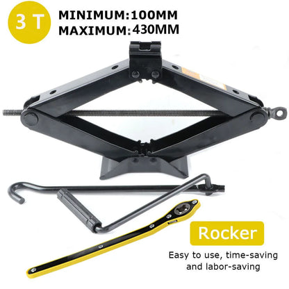 3 Ton Scissor Jack Lift Wind Up Tools For Car Van Garage with Wrench Speed Handle