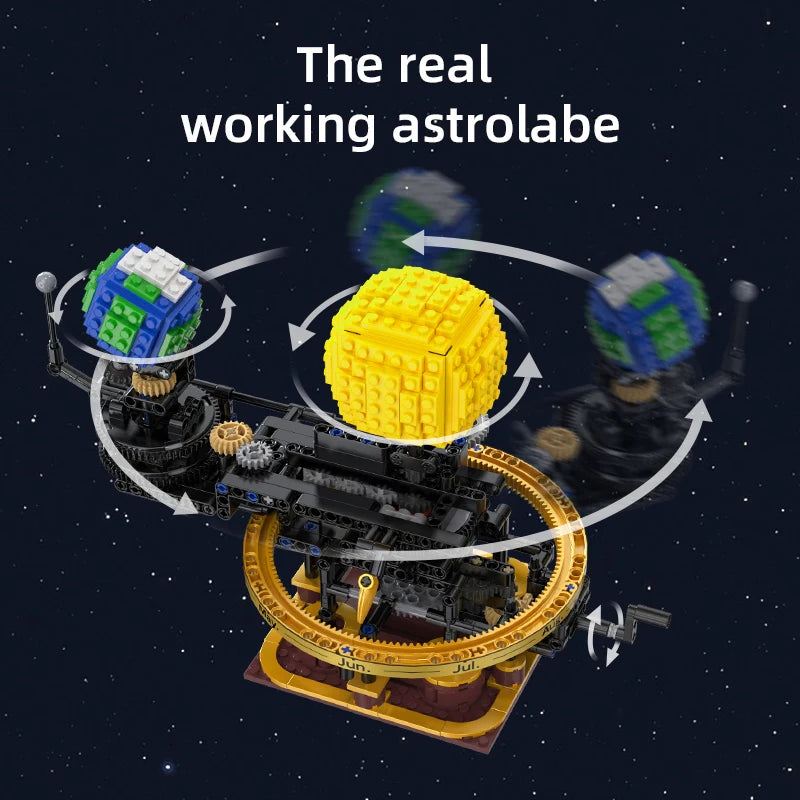 CaDA C71009W Earth Moon Sun Orrery Building Blocks Set/Astronomy Educational Toy/Rotatable Planetary Orbit Model/Kids Birthday