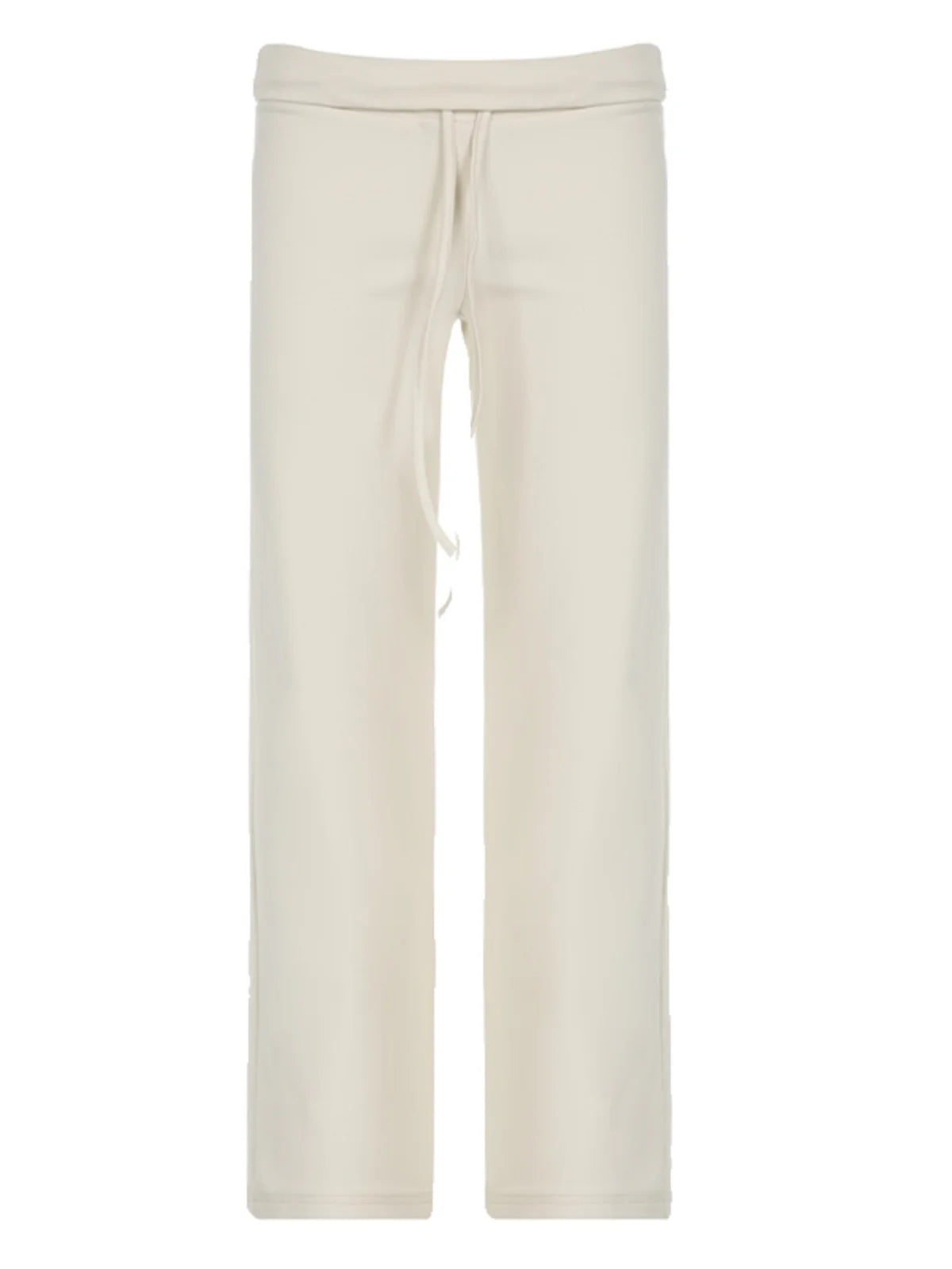 Rockmore Spicy Girl Low Waist Straight Leg Pants Pure Color Flip Waist Versatile Long Trousers Street Style Casual Pants