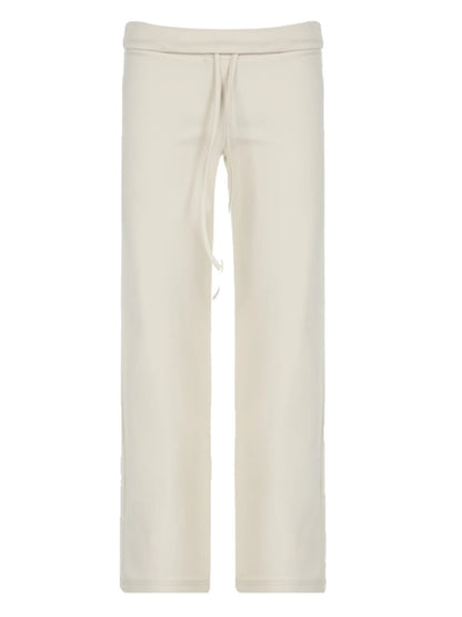 Rockmore Spicy Girl Low Waist Straight Leg Pants Pure Color Flip Waist Versatile Long Trousers Street Style Casual Pants