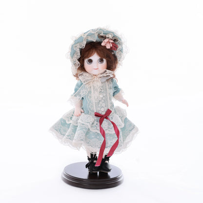Cloveray 8 inch Movable Joints Vintage Porcelain Doll Delicate Lace Costume Fully Poseable Handmade Ceramic Collectible Gift