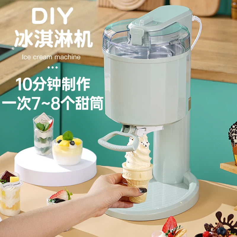 220V Automatic Ice Cream Maker Machine Small Desktop DIY Homemade Soft Serve Cone Frozen Yogurt Dessert