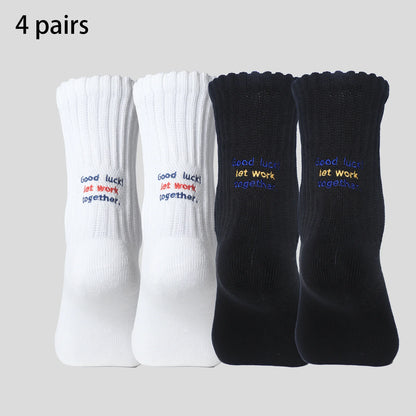 4 Pairs Men's Cotton Work Socks Cushioned Long Running Breathable Ankle Crew Socks Casual Socks for Men Cycling socks
