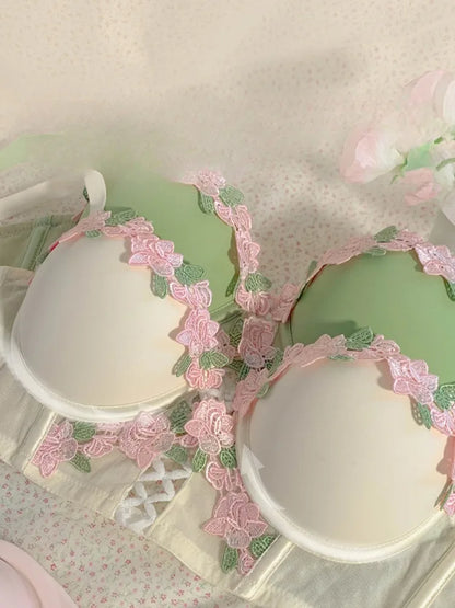 MOYISU Light Luxury Japanese Sweet Push-Up Bralette for Small Chest Women, Summer Thin Sexy Lingerie Pure Desire Underwear