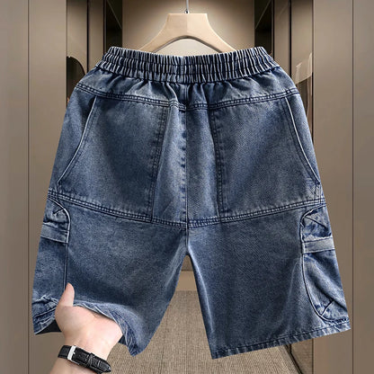 Men's Cargo Shorts New Summer Fashion Thin Cotton Blend Casual Denim 5-Point Pants Street Trendy Daily Comfortable Jean Shorts