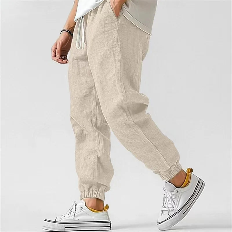 Harem Pants Cotton Linen Yoga Trousers Men Solid Color Sweatpants Joggers Sport Male Casual Gym Man Hiking Baggy Work Pants