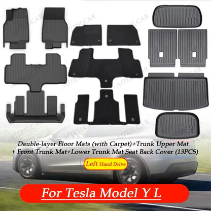 For Tesla New Model Y L Launch Premium / Performance 2026+ TPE Floor Mats Luggage Mat Wear-resistant Foot Pads ModelY Trunk Mats
