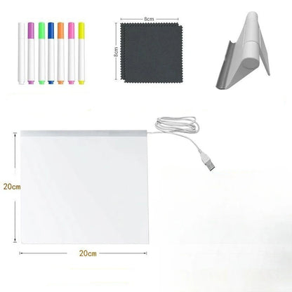 LED Luminous Blackboard Drawing Toys Magic Light Blackboard Graffiti Coloring Art Lamp Acrylic Message Board Montessori Kids Toy