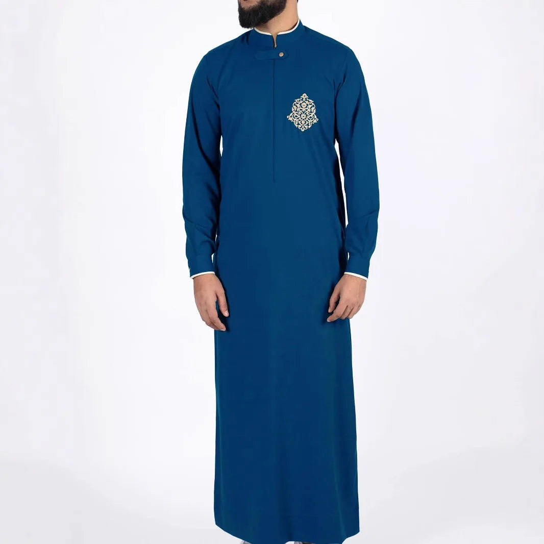 2026 New Men's Clothing: Embroidered Men's Robe With Pockets Muslim Long Dress Robe Abaya Ramadan Dubai Luxury Islam Elegant